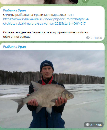 Отчёт о рыбалке в телеграм канале Рыбалка Урал